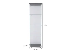 Vitrina de 4 niveles, vitrina transparente para figuras, vitrina de vidrio templado con puerta, color negro