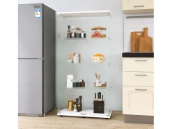 Vitrina de cristal con cerradura, gran vitrina transparente para objetos de colección, libros, color blanco