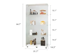 Vitrina de cristal con cerradura, gran vitrina transparente para objetos de colección, libros, color blanco