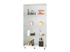 Vitrina de cristal con cerradura, gran vitrina transparente para objetos de colección, libros, color blanco