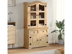 Vitrina de cristal Corona 100x48,5x179 cm madera maciza de pino