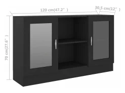 Vitrina de madera contrachapada negro 120x30,5x70 cm