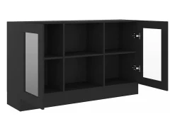 Vitrina de madera contrachapada negro 120x30,5x70 cm