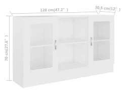 Vitrina de madera ingeniería blanca 120x30,5x70 cm