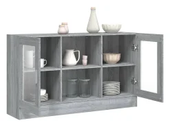 Vitrina madera contrachapada gris Sonoma 120x30,5x70 cm