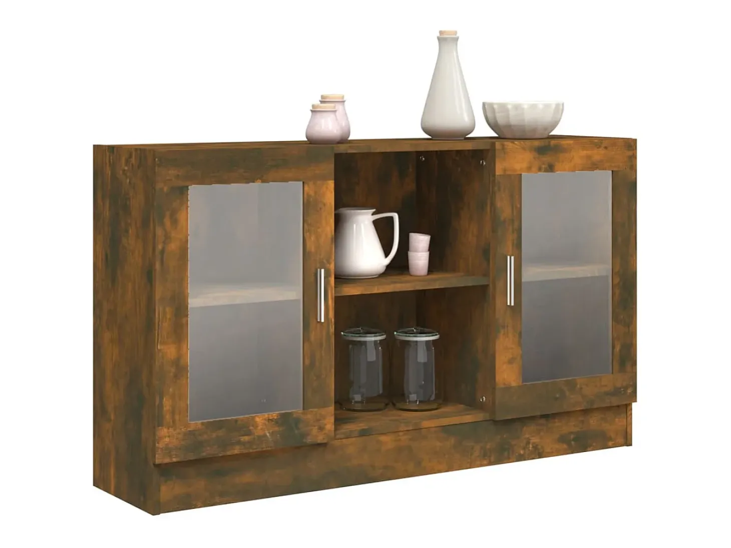 Vitrina madera contrachapada roble ahumado 120x30,5x70 cm