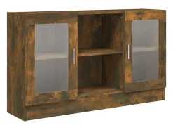 Vitrina madera contrachapada roble ahumado 120x30,5x70 cm