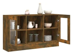 Vitrina madera contrachapada roble ahumado 120x30,5x70 cm