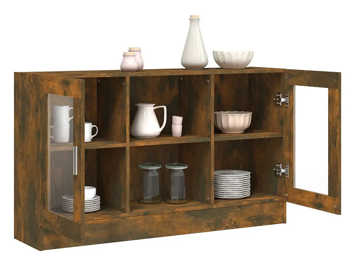 Vitrina madera contrachapada roble ahumado 120x30,5x70 cm