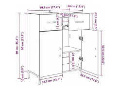 Vitrina Madera vieja 34 x 69.5 x 90 cm Madera contrachapada