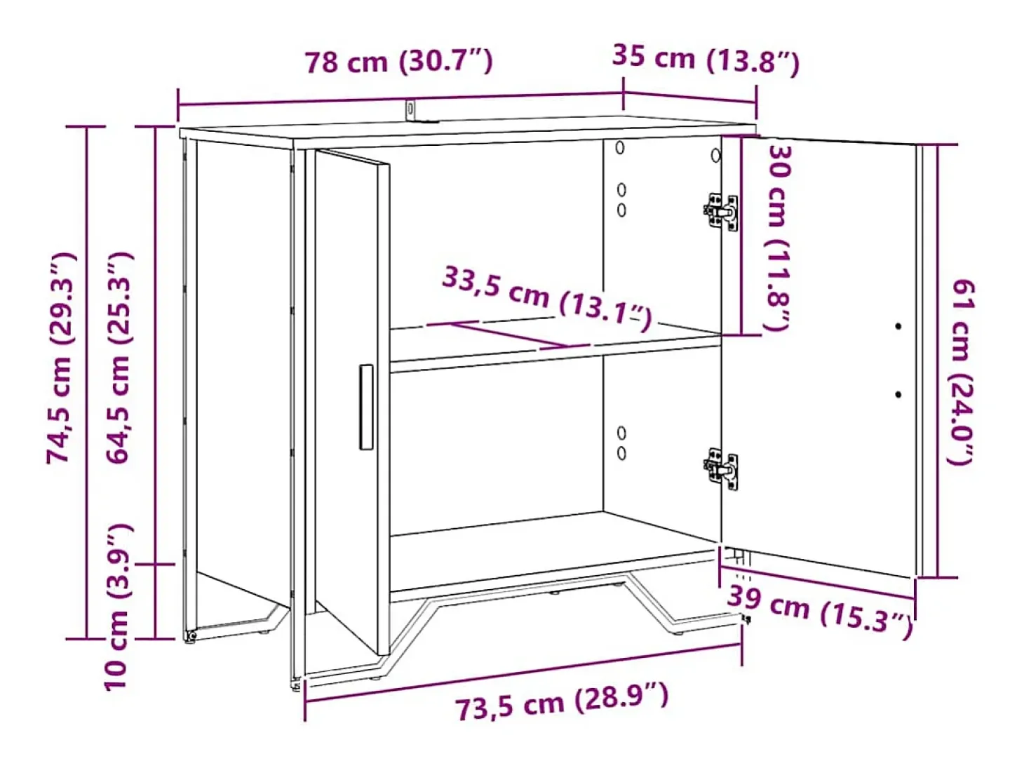 Vitrina Marrón 78 x 35.5 x 74.5 cm Madera contrachapada