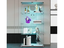 Vitrina moderna, vitrina independiente para sala de estar, color blanco