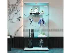 Vitrina moderna, vitrina independiente para sala de estar, color blanco
