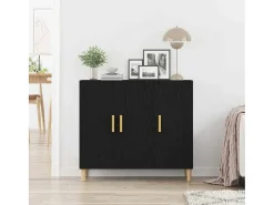 Vitrina Negro 90 x 34 x 80 cm Madera contrachapada