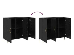 Vitrina Negro 90 x 34 x 80 cm Madera contrachapada