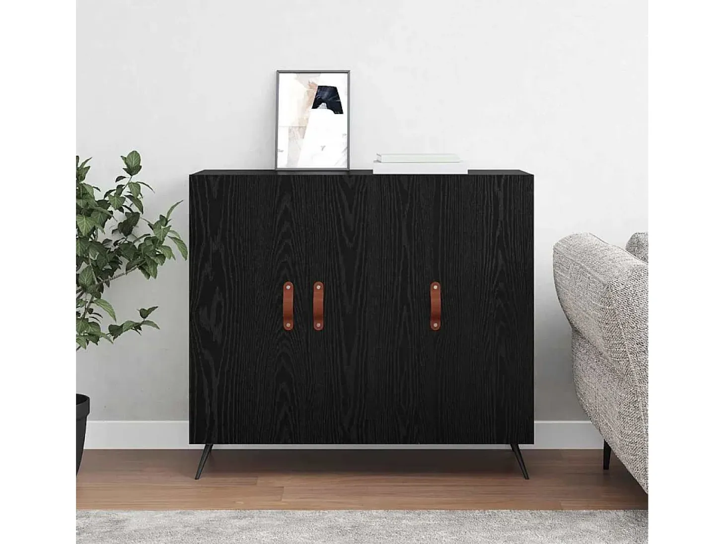 Vitrina Negro 90 x 34 x 80 cm Madera contrachapada