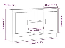 Vitrina Negro 120 x 30.5 x 70 cm Madera contrachapada