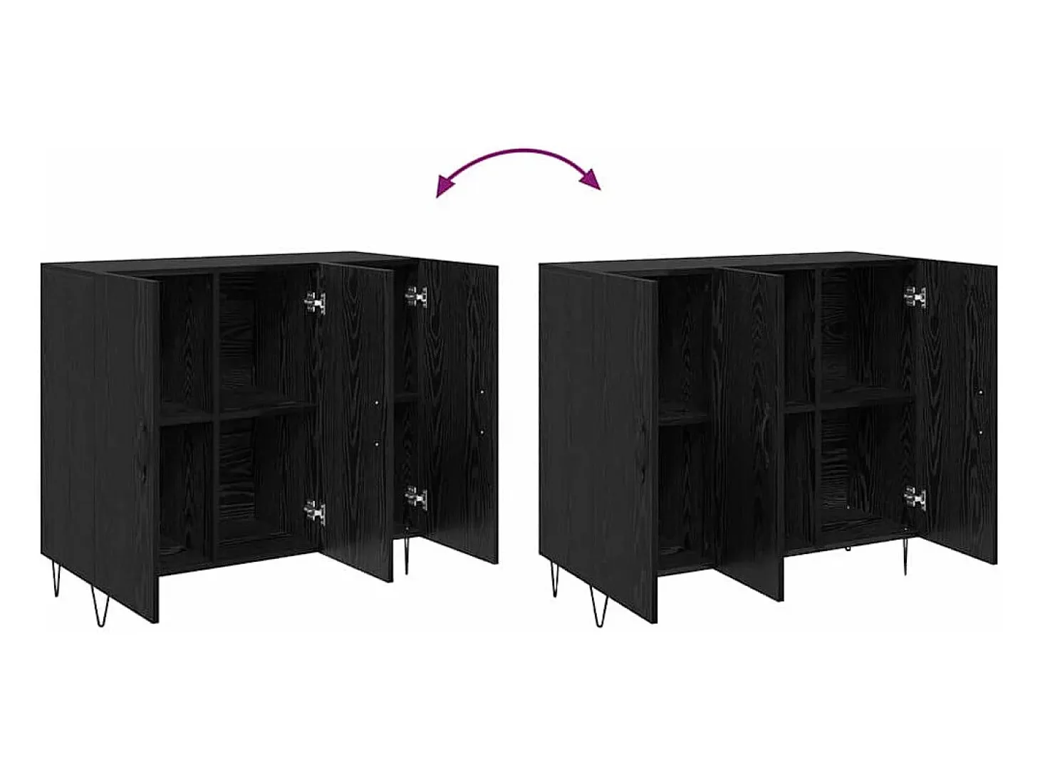 Vitrina Roble negro 90 x 34 x 80 cm Madera contrachapada