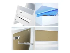 Vladon Aparador City, negro mate/gris de alto brillo con LED - Cómoda moderna para su salón (178 x 72 x 38 cm)
