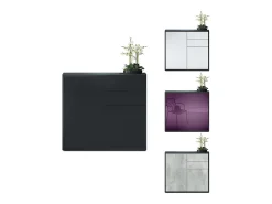 Vladon Cajonera Ben, Cómoda con 2 Puertas y 2 Cajones Negro mate/Hormigón oxidado (79 x 74 x 36 cm)