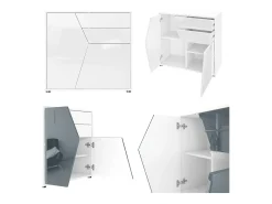 Vladon Cajonera Benny, Cómoda con 2 Puertas y 2 Cajones, Blanco mate/Roble natural (79 x 74 x 36 cm)