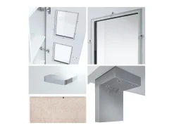 Vladon Cajonera Denjo, Cómoda con 3 Puertas, Blanco mate/Blanco de alto brillo/Burdeos de alto brillo, incluida iluminación LED (107 x 81 x 35 cm)