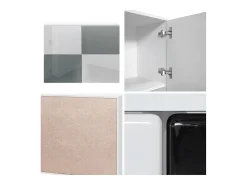 Vladon Cajonera Rova, Cómoda con 4 Puertas, Blanco mate/Hormigón oxidado (92 x 72 x 35 cm)