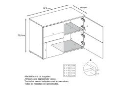 Vladon Cajonera Rova, Cómoda con 4 Puertas, Blanco mate/Blanco de alto brillo/Avola Antracita (92 x 72 x 35 cm)