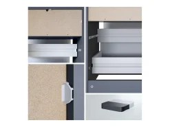 Vladon cómoda Pino V1, mesilla de noche con 2 cajones y 1 compartimento abierto, antracita mate/Gris de alto brillo con iluminación LED RVB (56 x 67,5 x 36 cm)