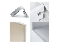 Vladon Cómoda Valencia, Cajonera con 2 Puertas y 1 Compartimento abierto, Blanco mate/roble natural/blanco de alto brillo (108 x 92 x 40 cm)