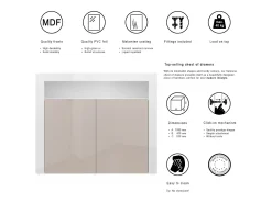 Vladon Cómoda Valencia, Cajonera con 2 Puertas y 1 Compartimento abierto, Blanco mate/crema de alto brillo/blanco de alto brillo (108 x 92 x 40 cm)