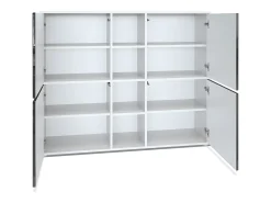 Vladon Highboard Cuba V3, blanco mate/negro de alto brillo - Aparador moderno con 12 compartimentos (130,5 x 105,5 x 35,5 cm)