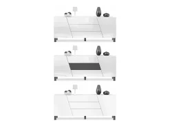 Vladon Sideboard Houston, cassettiera a 2 ante e 3 cassetti, mobile bianco opaco, frontali bianchi lucidi, incl. iluminación LED (178 x 69,5 x 38,5 cm)