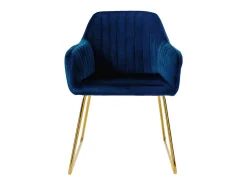 6x Silla de comedor / salón asiento ergonómico terciopelo azul patas de metal