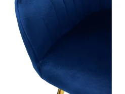 6x Silla de comedor / salón asiento ergonómico terciopelo azul patas de metal