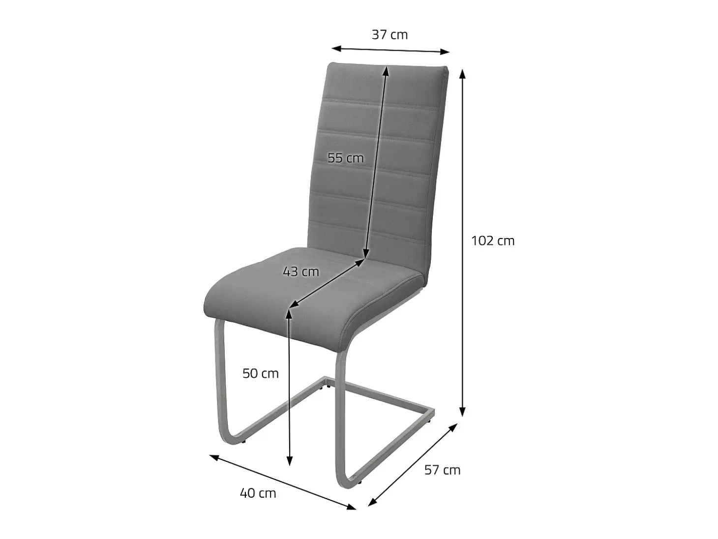 4x sillas de comedor basculante gris asientos cantilever de polipiel ergonómicos