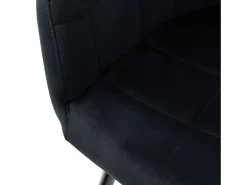2x Sillas de comedor de oficina negras con asiento tapizado de terciopelo, muebles tapizados retro.