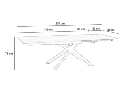 Xavier - Mesa extensible (170/270 x 90 cm) en HPL sobre MDF Negro
