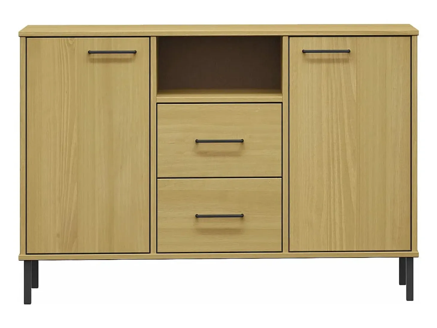 Zapatero patas de metal OSLO madera maciza marrón 113x40x77 cm