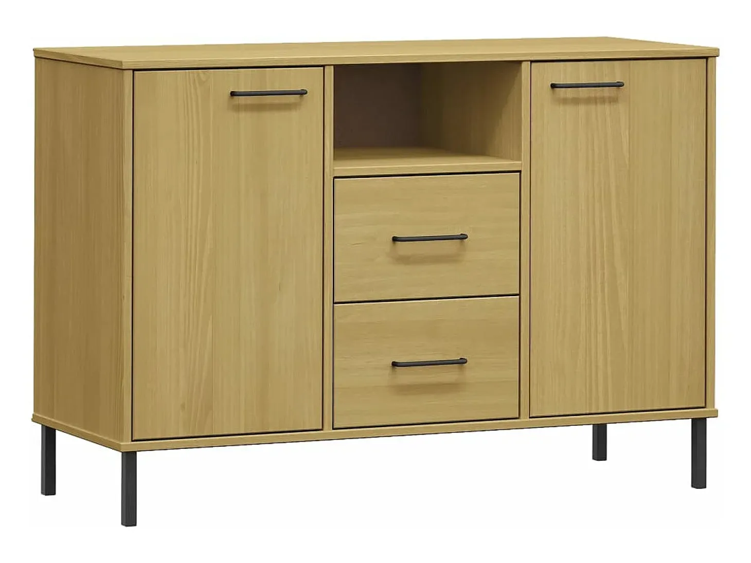 Zapatero patas de metal OSLO madera maciza marrón 113x40x77 cm
