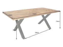 ZAREL 200 cm – Tablero de madera maciza de mango y metal negro